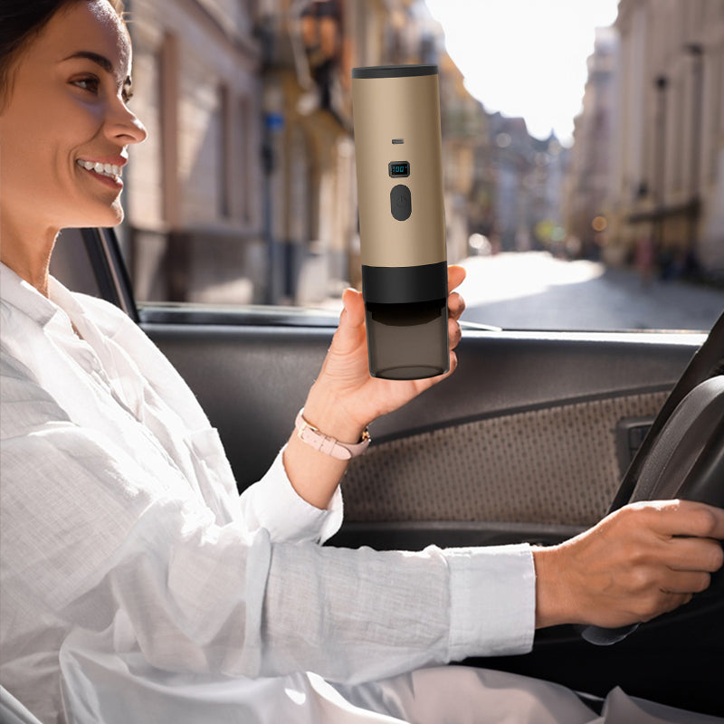 THE ONE portable espresso maker during a road trip